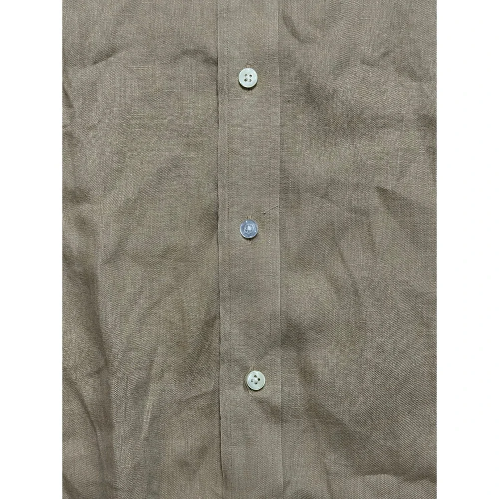 Polo Ralph Lauren Men Tan Linen Button Down Shirt Khaki Long Sleeve Sz 3XB